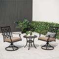 Gymax Patio Metal Swivel Chairs Set Of 2 Fabric Bistro Rocker Chairs