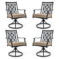Gymax Patio Metal Swivel Chairs Set Of 4 Fabric Bistro Rocker Chairs