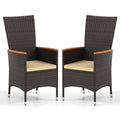Gymax Patio Rattan Chairs 2 Pcs W High Backrest Acacia Wood Armrests