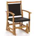 Gymax Patio Rattan Glider Chair W Acacia Wood Frame Wicker Seat