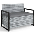 Gymax Patio Storage Bench Wicker Loveseat W Built In Storage Long