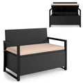 Gymax Patio Storage Bench Wicker Loveseat W Built In Storage Long