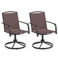 Gymax Patio Swivel Chairs Set Of 2 W High Back Round Metal Base For