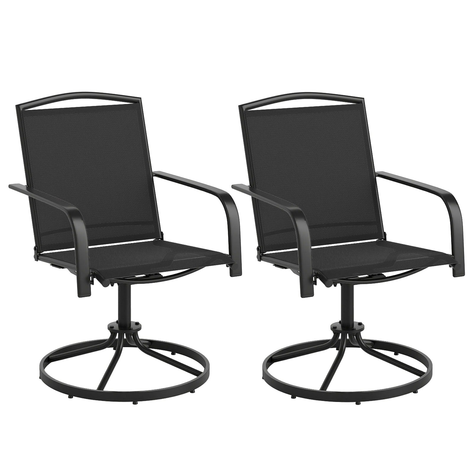 Gymax Patio Swivel Chairs Set Of 2 W High Back Round Metal Base For
