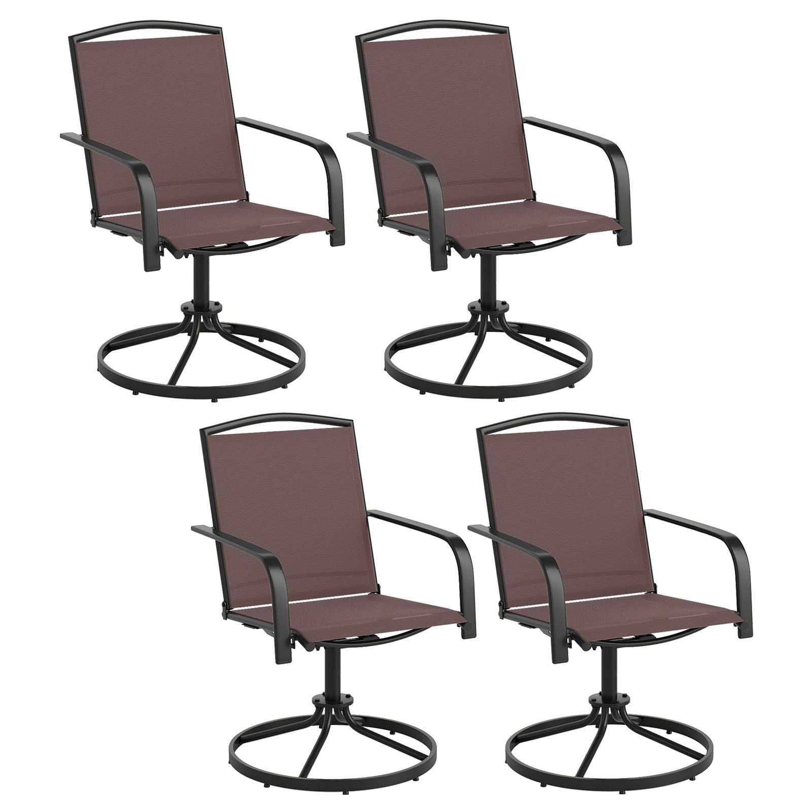 Gymax Patio Swivel Chairs Set Of 4 W High Back Round Metal Base For