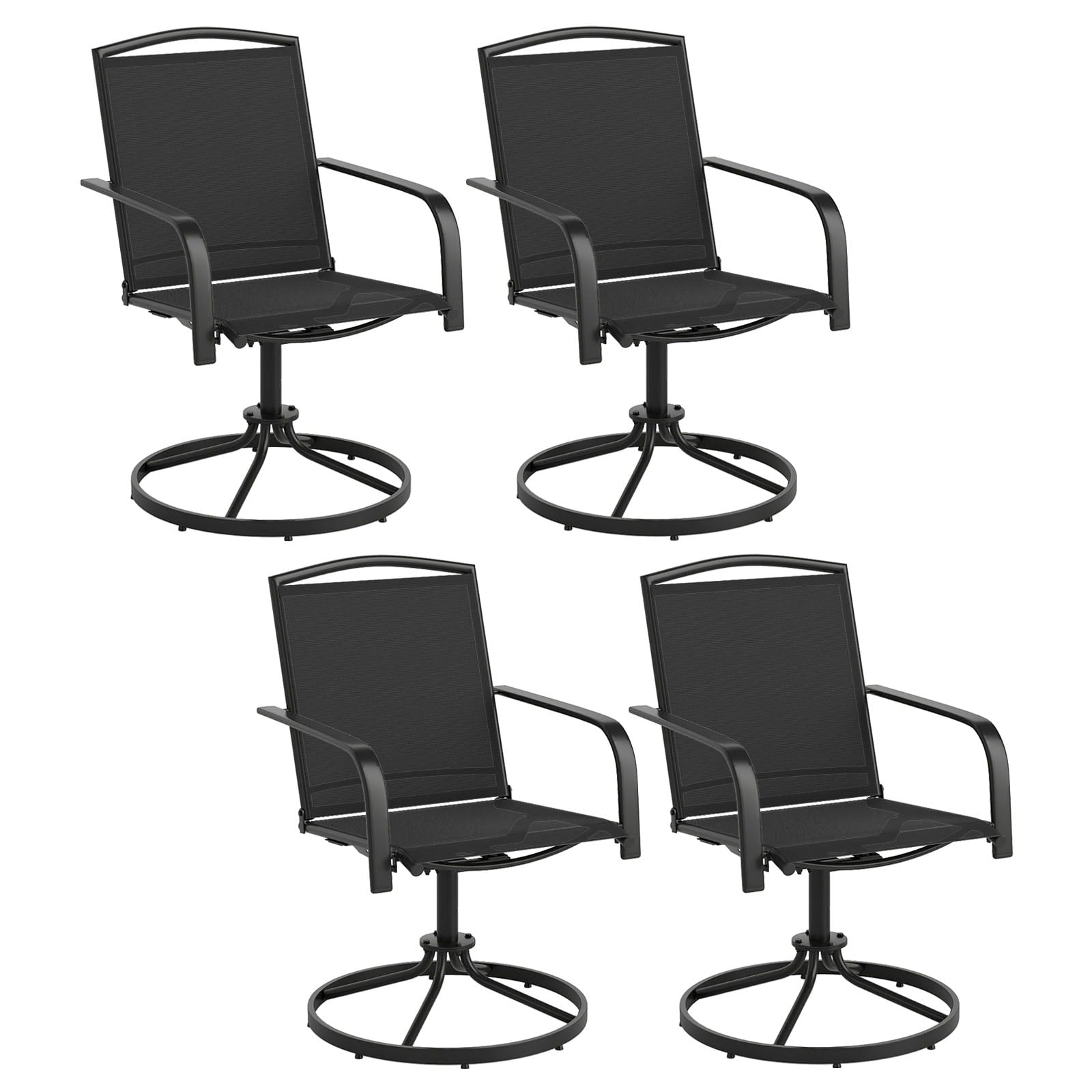 Gymax Patio Swivel Chairs Set Of 4 W High Back Round Metal Base For