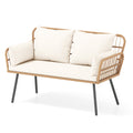 Gymax Patio Wicker Loveseat Furniture W Seat Back Cushions Heavy Duty
