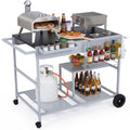 Gymax Pizza Oven Cart W Topping Station 2 Spice Containers Wheels