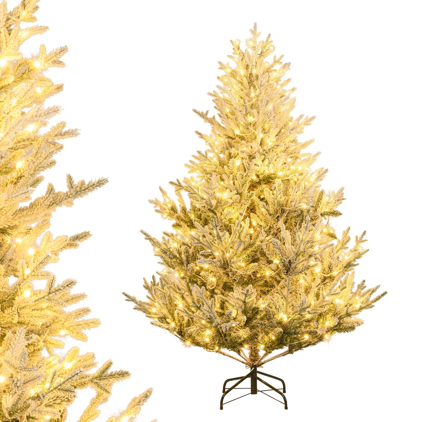 Gymax Pre Lit Artificial Christmas Tree W 1074 Branch Tips 450 White