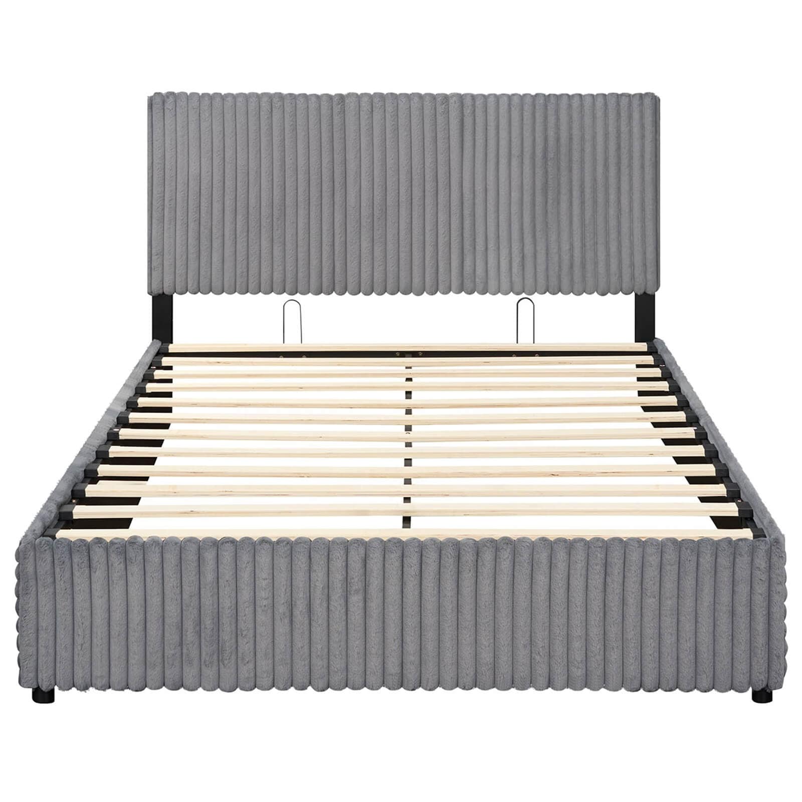 Gymax Queen Size Lift Up Storage Bed W Hydraulic Lifts Wooden Slat