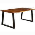 Gymax Rectangular Acacia Wood Dining Table Rustic Indoor Outdoor Furniture Brown Black