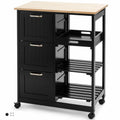 Gymax Rolling Kitchen Island Utility Storage Cart W 3 Storage Drawers