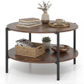 Gymax Round Coffee Table W Open Storage Shelf Circle Cocktail Table
