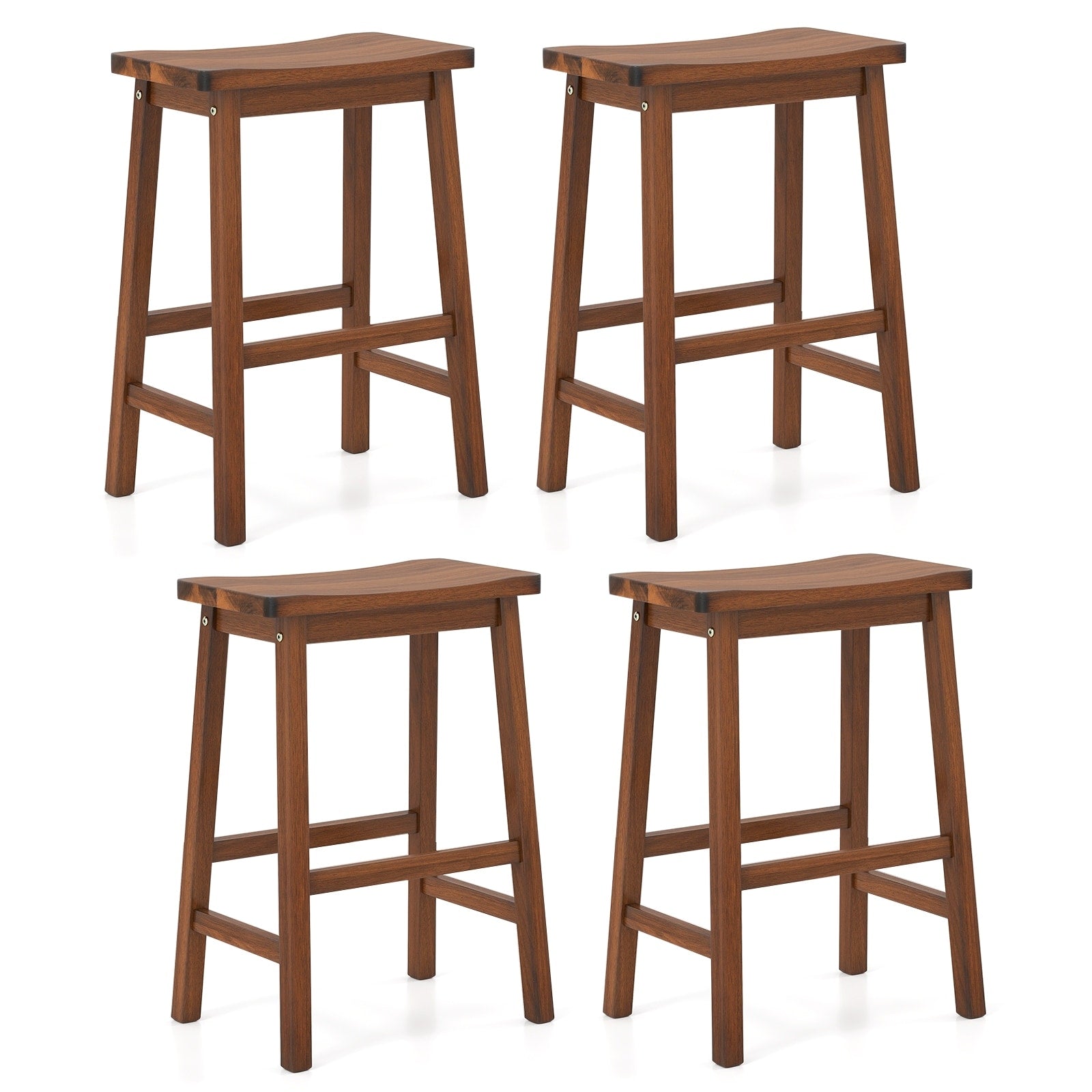 Gymax Saddle Seat Counter Height Stools Set Of 4 Backless Barstools W