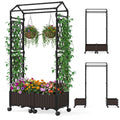 Gymax Self Watering Planter Boxes W Lattice Trellis Roof 5.5 Ft