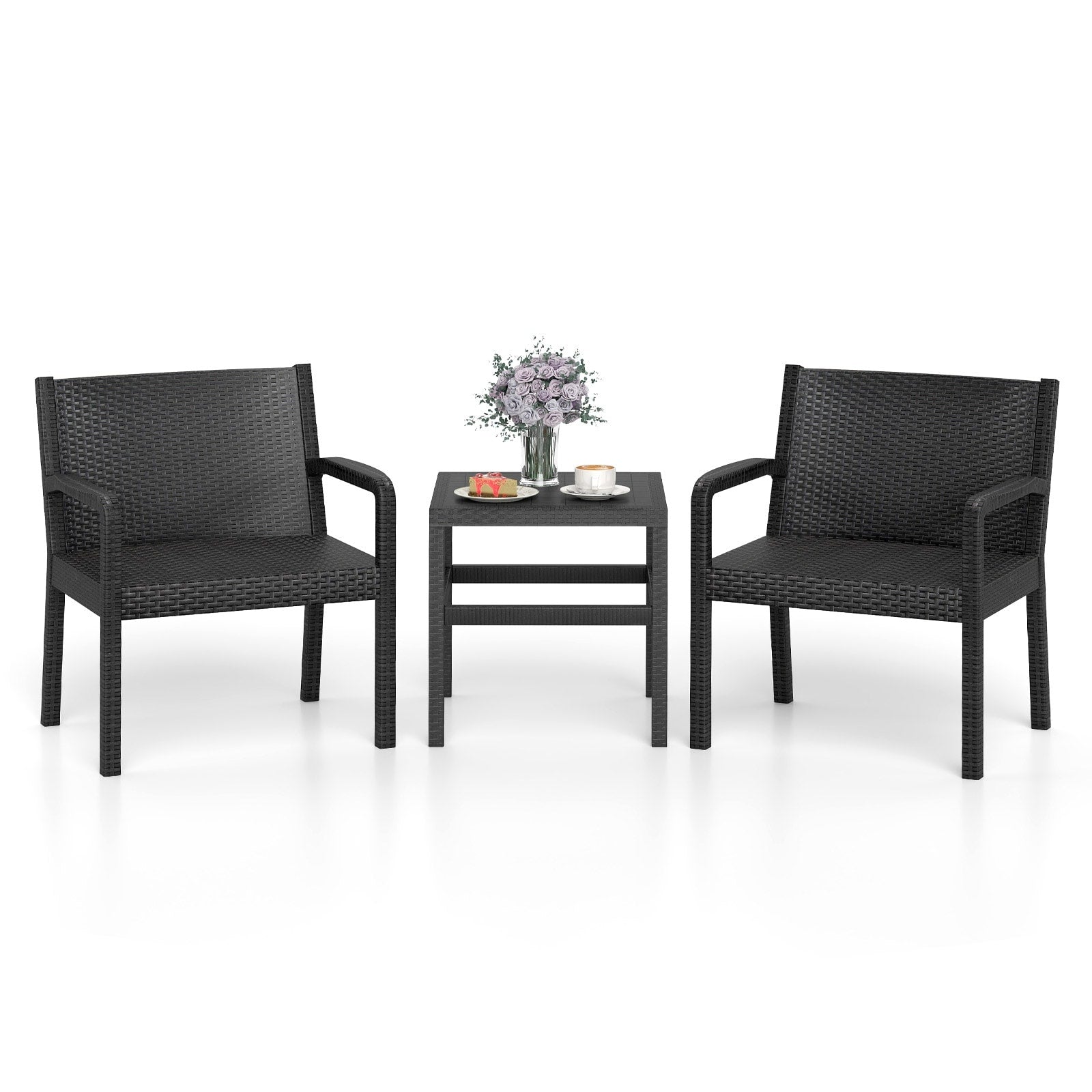 Gymax Set Of 3 Patio Furniture Set W 2 Modern Rattan Armchair 25