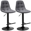 Gymax Set Of 2 Adjustable Bar Stools Swivel Counter Height Linen 17.5 L X 18 W X 37.5 45.5 H