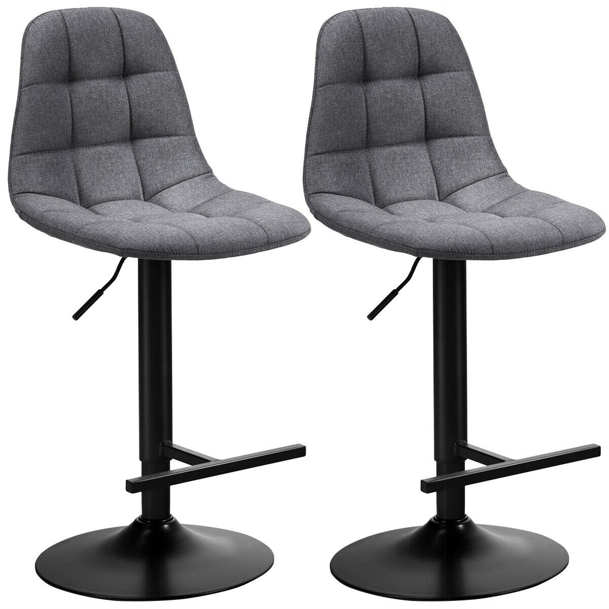 Gymax Set Of 2 Adjustable Bar Stools Swivel Counter Height Linen 17.5 L X 18 W X 37.5 45.5 H