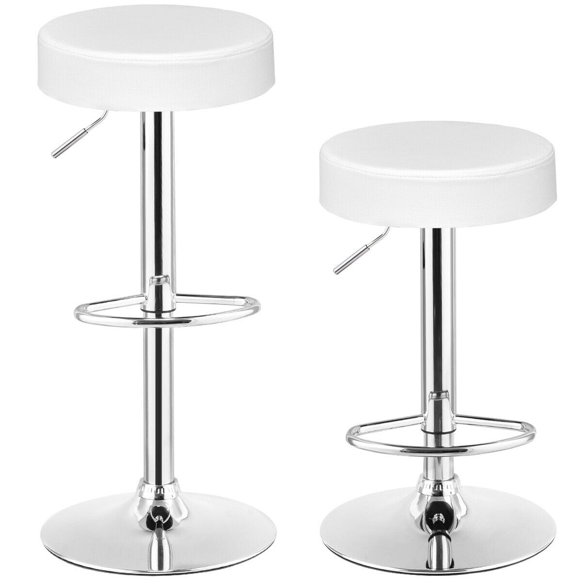 Gymax Set Of 2 Adjustable Round Leather Seat Hydraulic Swivel Bar See Details