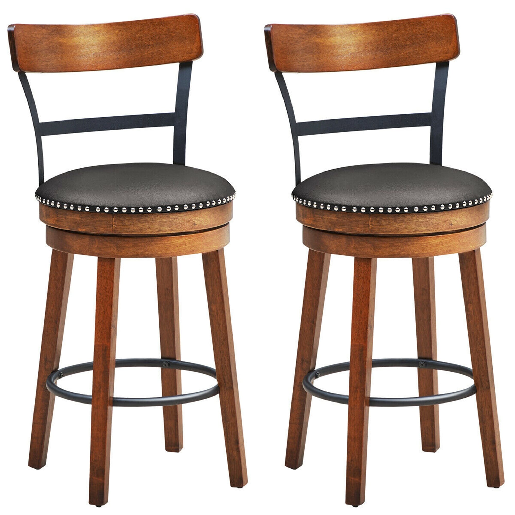 Gymax Set Of 2 Barstool 25.5 Swivel Counter Height Dining Chair With 18 L X 20.5 W X 39 H