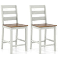 Gymax Set Of 2 Counter Height Chairs W Inclined Backrest Rubber Wood
