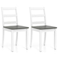 Gymax Set Of 2 Dining Chairs Ladder Back Armless Side Chair W Solid
