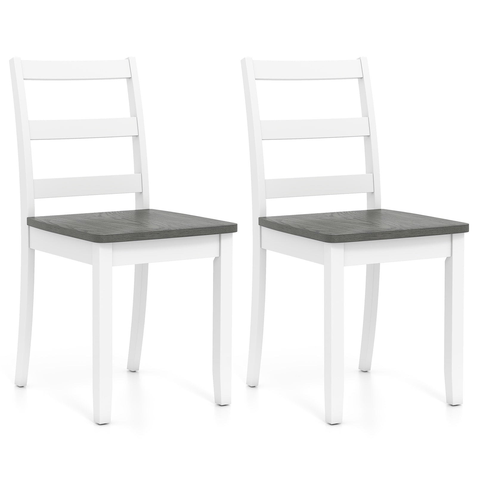 Gymax Set Of 2 Dining Chairs Ladder Back Armless Side Chair W Solid