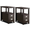 Gymax Set Of 2 End Bedside Table Rectangular Nightstand W 2 Drawers