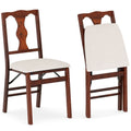 Gymax Set Of 2 Folding Dining Chairs W Rubber Wood Frame Soft Padded