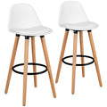 Gymax Set Of 2 Mid Century Barstool 28.5 Dining Pub Chair W Leather See Details