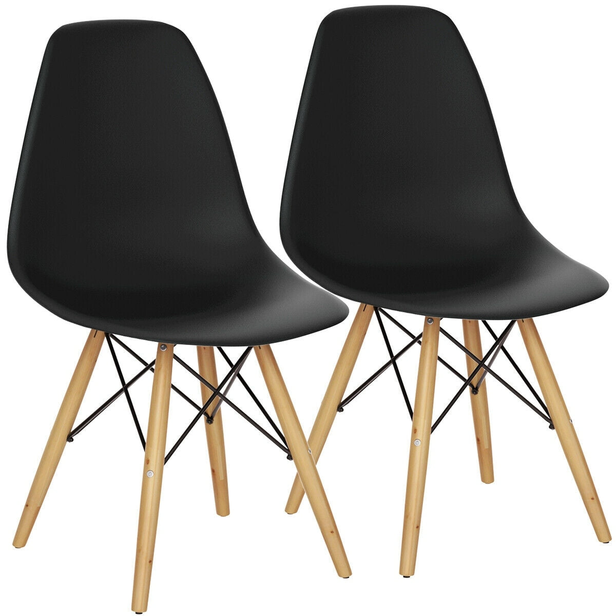 Gymax Set Of 2 Modern Dining Side Chair Armless Home Office W Wood See Details