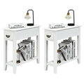 Gymax Set Of 2 Nightstand 2 Tier End Bedside Sofa Side Table W Drawer
