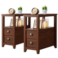 Gymax Set Of 2 Nightstand Rustic Style End Table W Drawer Shelf Brown