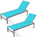 Gymax Set Of 2 Outdoor 6 Position Lounge Chair Chaise Aluminium Adjust