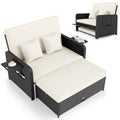 Gymax Set Of 2 Pe Wicker Outdoor Daybed W 4 Level Adjustable Backrest
