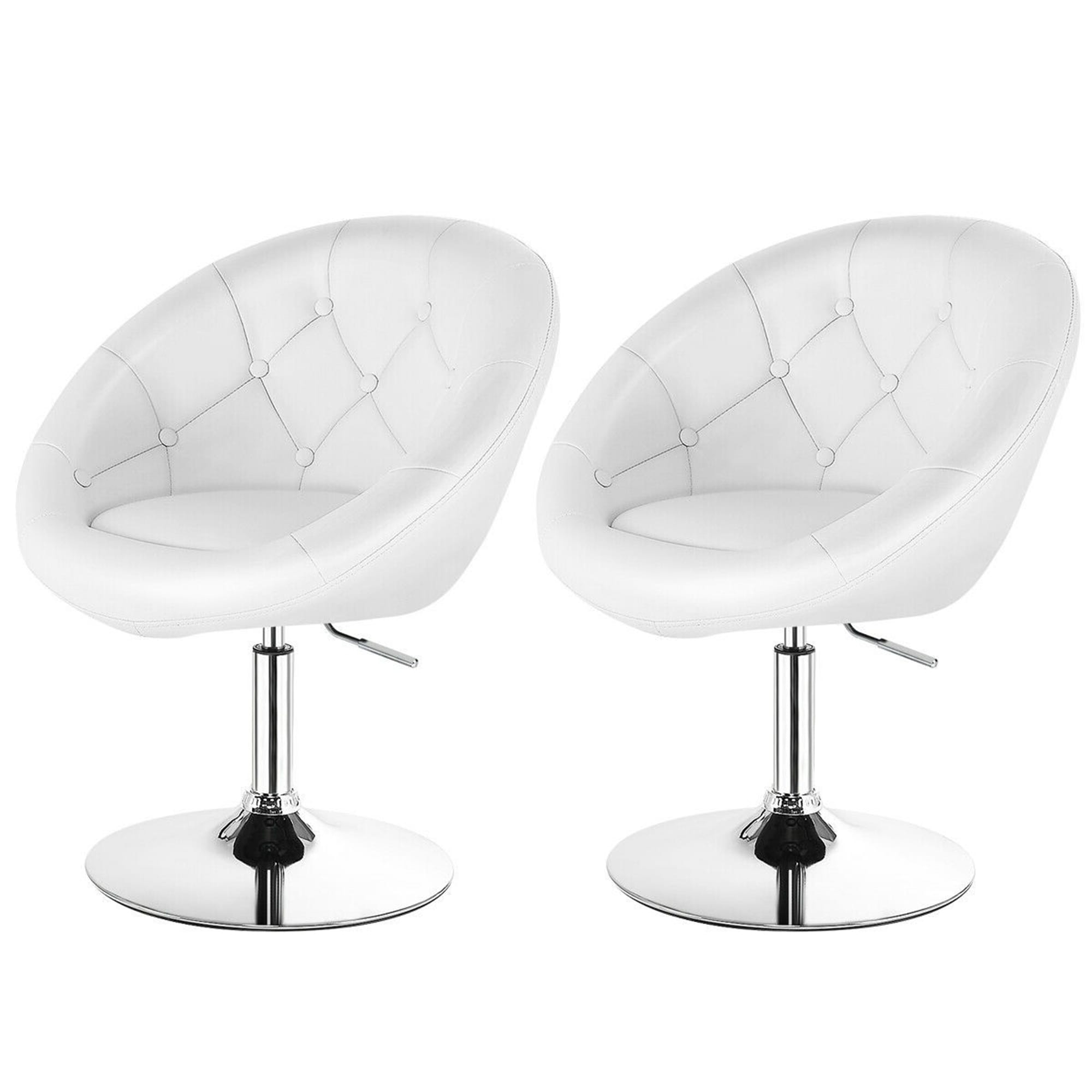 Gymax Set Of 2 Swivel Bar Stools Height Adjustable Round Tufted Back See Details