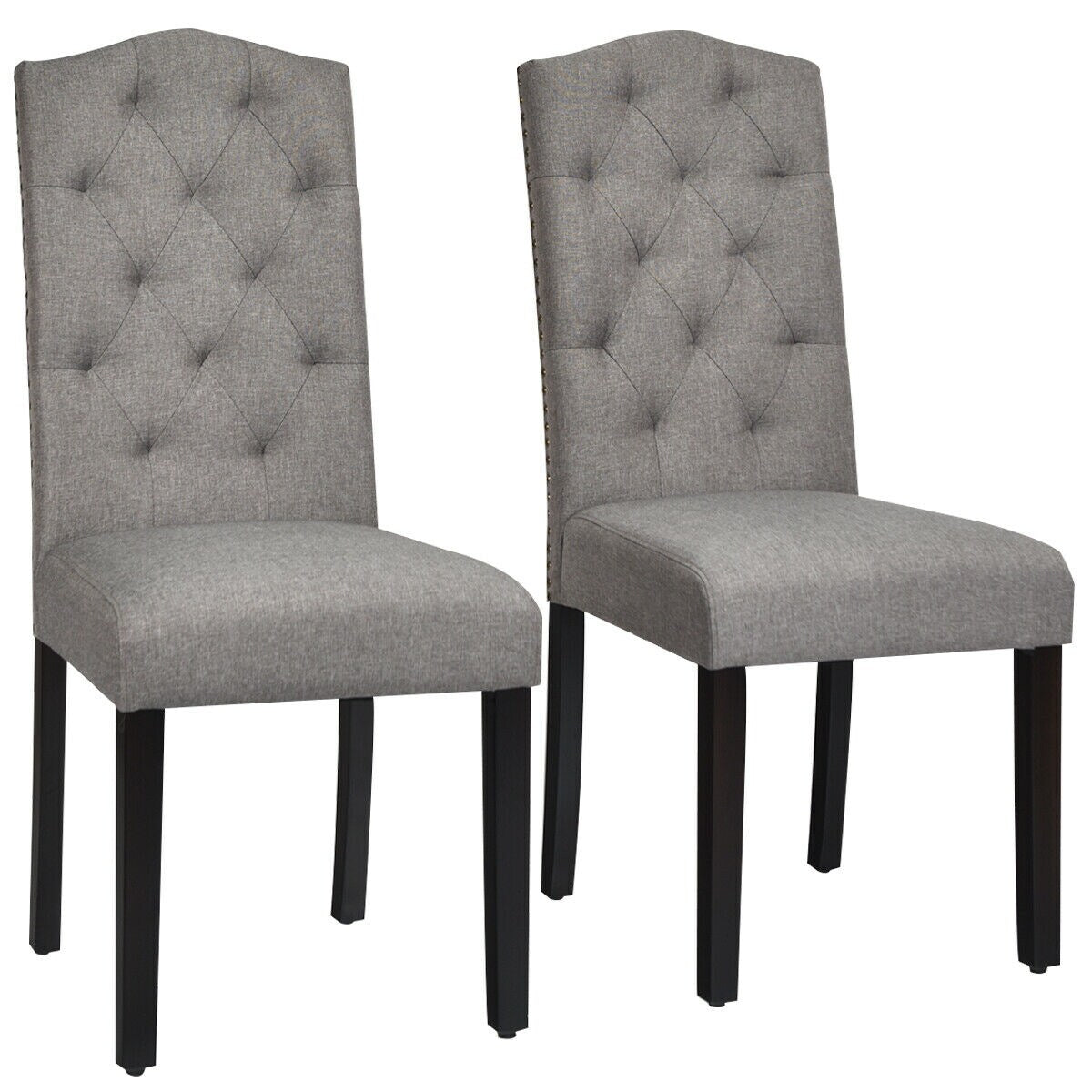 Gymax Set Of 2 Tufted Dining Chair Upholstered W Nailhead Trim See Details