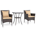 Gymax Set Of 3 Patio Wicker Bistro Set 2 Rattan Chairs W Double Tier