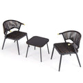 Gymax Set Of 3 Rattan Furniture Set W Tempered Glass Tabletop Wicker