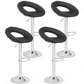 Gymax Set Of 4 Adjustable Bar Stools Swivel Pub Chairs Barstools Pu See Details