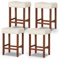 Gymax Set Of 4 Bar Stools Counter Height Saddle Kitchen Chairs W 4Pcs Beige Brown