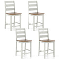 Gymax Set Of 4 Counter Height Chairs W Inclined Backrest Rubber Wood
