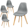 Gymax Set Of 4 Dining Chairs Fabric Cushion Kitchen Side Chairs Gray