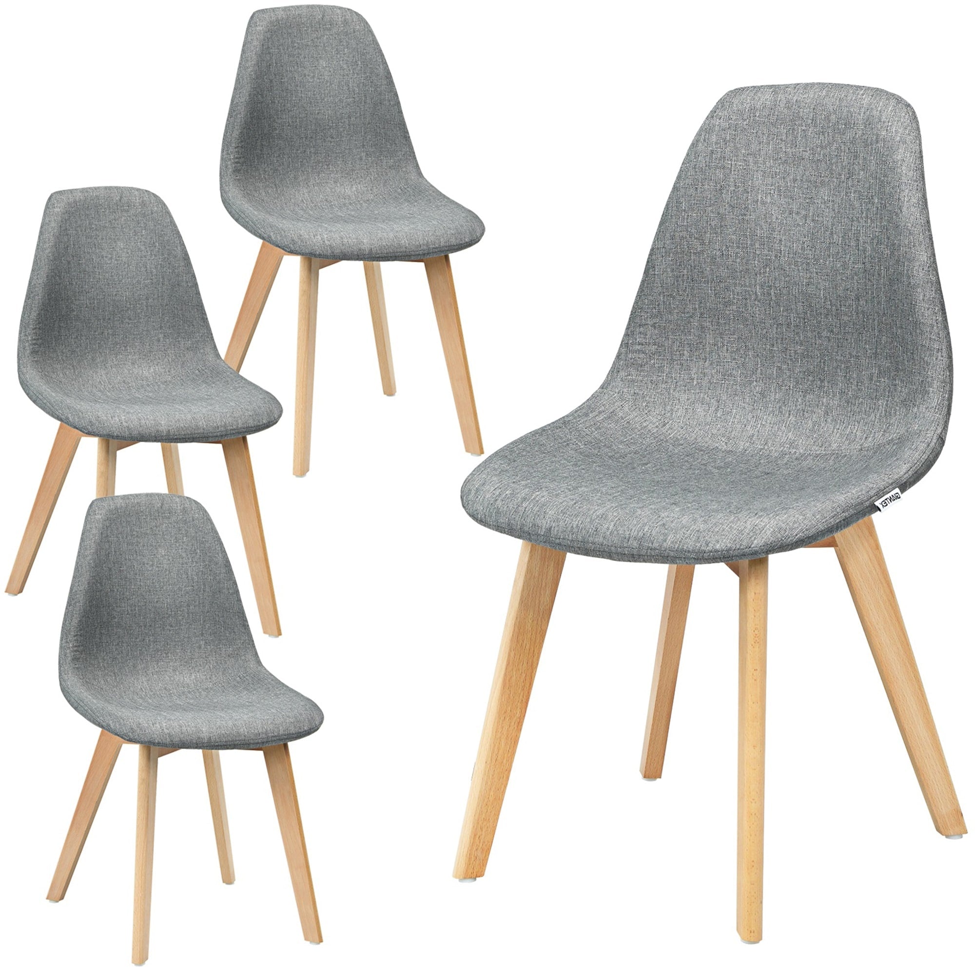 Gymax Set Of 4 Dining Chairs Fabric Cushion Kitchen Side Chairs Gray