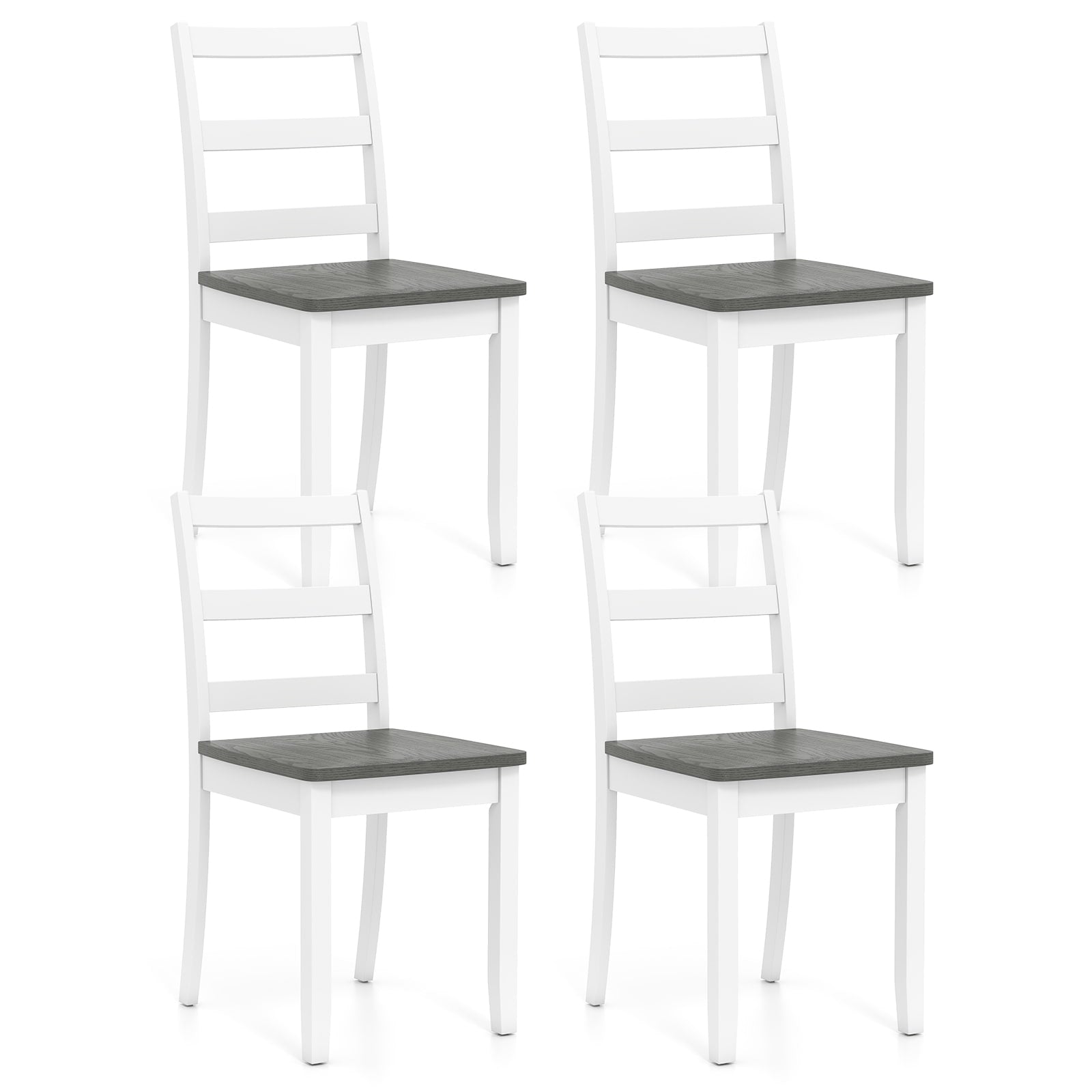 Gymax Set Of 4 Dining Chairs Ladder Back Armless Side Chair W Solid