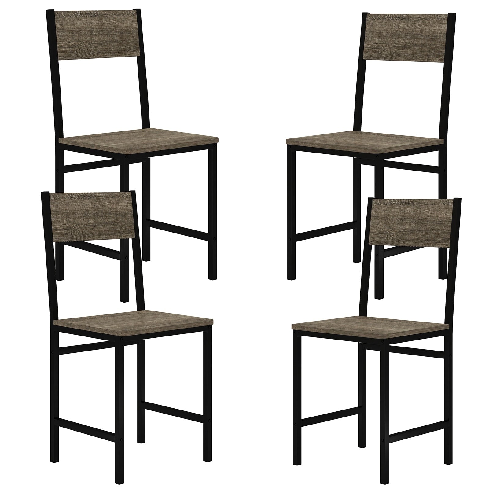 Gymax Set Of 4 Dining Chairs W Metal Legs Slanted Back Wide Seat For