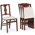 Gymax Set Of 4 Folding Dining Chairs W Rubber Wood Frame Soft Padded