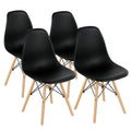 Gymax Set Of 4 Modern Dining Side Chair Armless Home Office W Wood