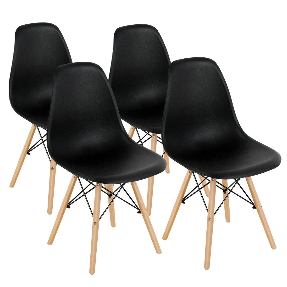 Gymax Set Of 4 Modern Dining Side Chair Armless Home Office W Wood