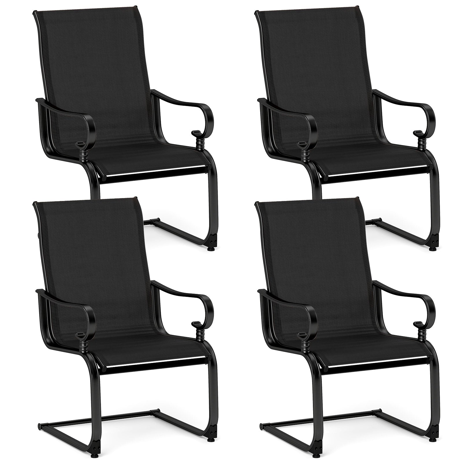 Gymax Set Of 4 Patio Chairs C Spring Motion Chairs W Quick Drying